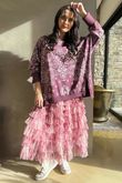 Ramone Marble Mesh Midaxi Skirt Indian Rose /50=